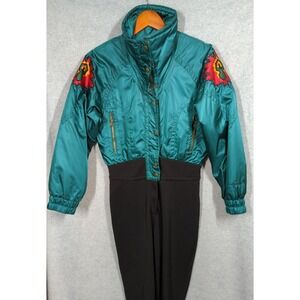 Vintage 70s 80s SNUGGLER Ski Suit Women 6 One piece Snowsuit Retro Boho Chic